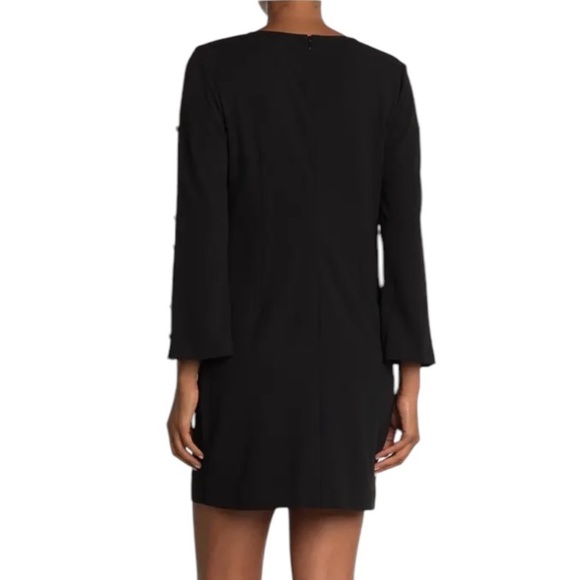 Trina Turk Nalin Studded Sleeve Shift Dress 4 Black Formal Event Minimalist NWT - Picture 2 of 10